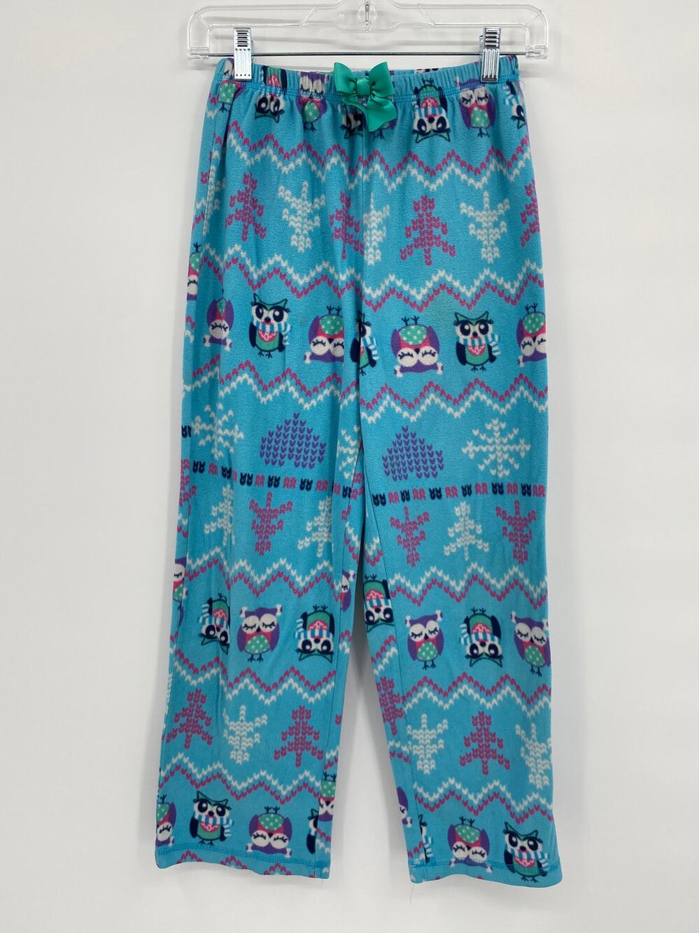 St. Eve Owl Printed Holiday Fleece Pajama Pants Blue Girl's 14